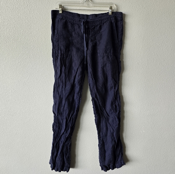 Caslon 100% Linen Pants Medium Navy Blue - Picture 1 of 5